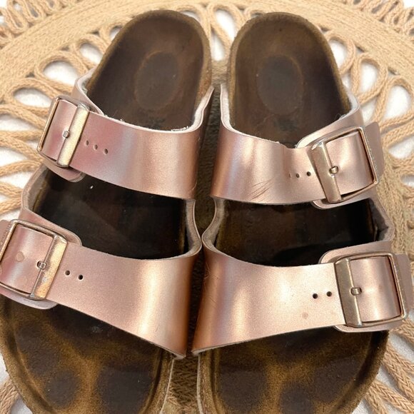 Birkenstock Arizona Kids Birko-Flor Electric Metallic Copper Sandals EU 34/ US 3 - Picture 4 of 13